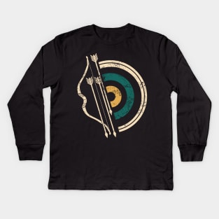 Archery Vibes | Retro Vintage Bow and Arrow Kids Long Sleeve T-Shirt